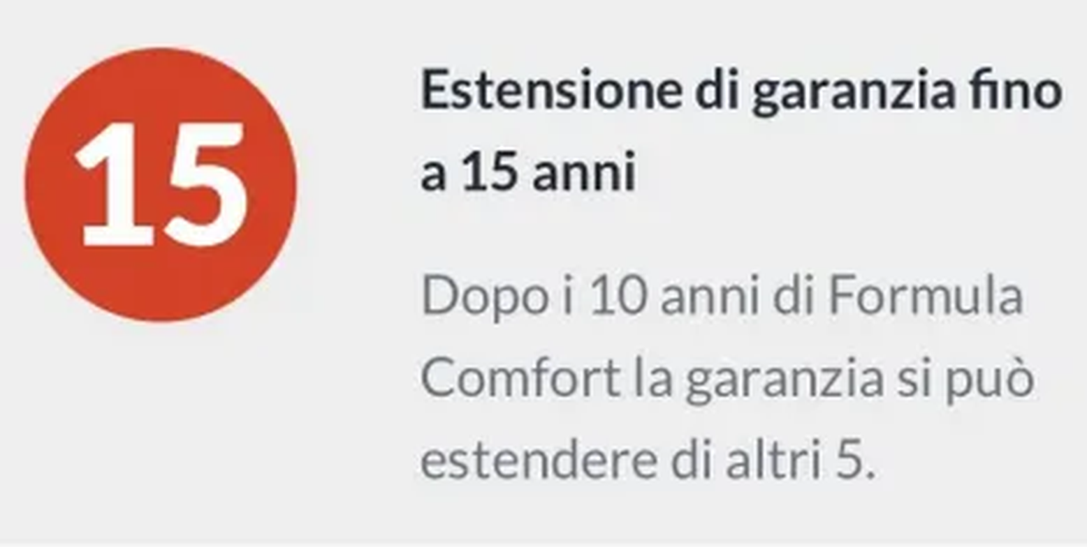 Estensione garanzia Immergas fino a 15 anni, con possibilità di prolungamento dopo i 10 anni di Formula Comfort.